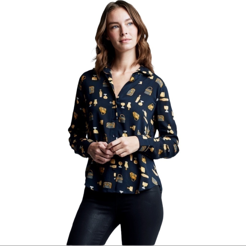 NWT Lagence Holly Blouse in Midnight Multi Perfume Handbag